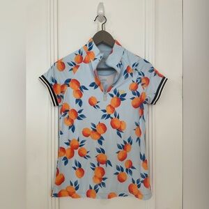Kastel Denmark short sleeve riding shirt S oranges print